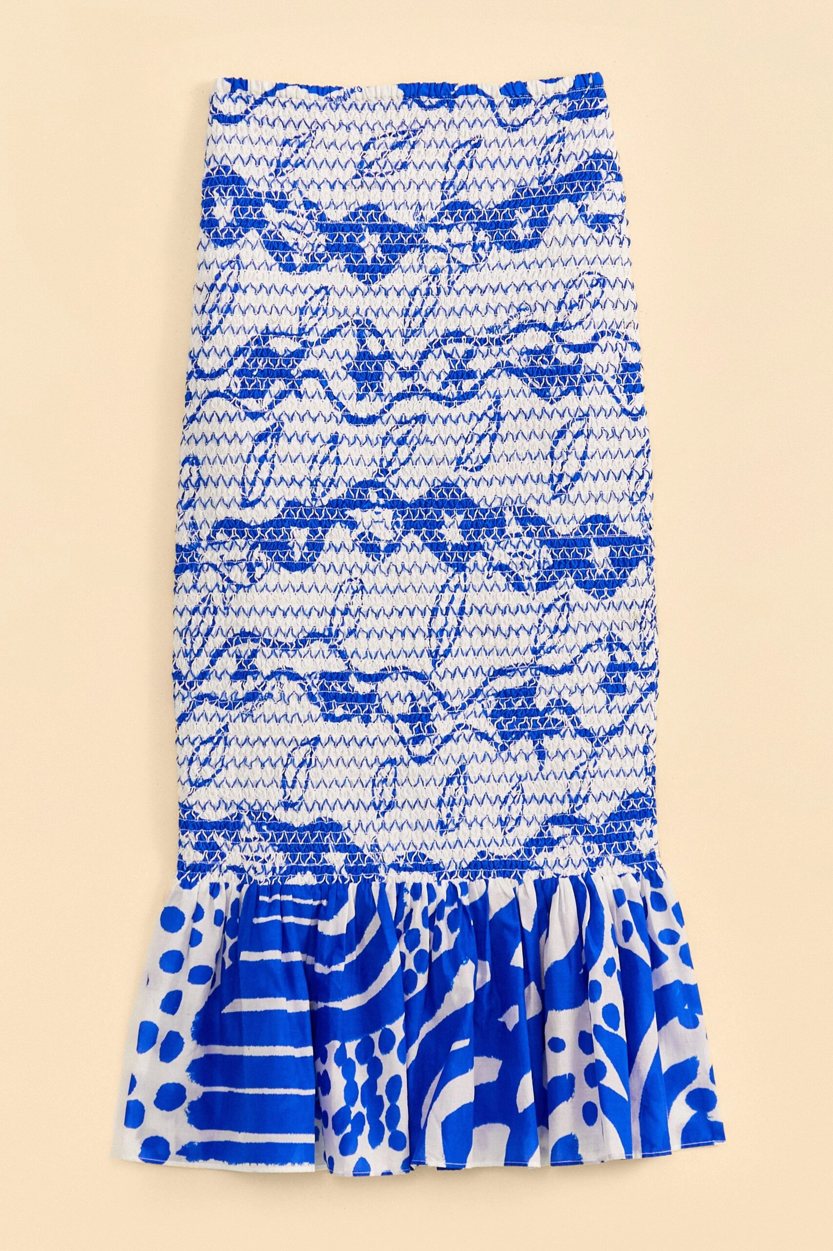 Farm Rio Off-White Pitta Waves Smocked Midi Skirt 6 Farm Rio Off-White Pitta Waves Smocked Midi Skirt - Image 6