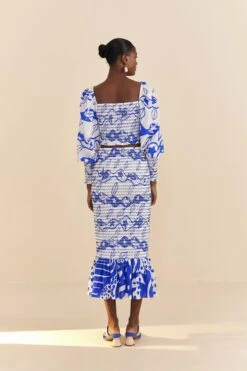 Farm Rio Off-White Pitta Waves Smocked Blouse -Farm Rio Shoop 314085 04