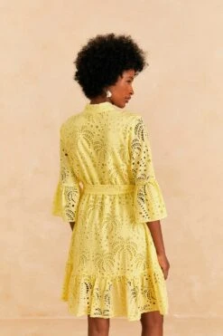 Farm Rio Light Yellow Palm Tree Mini Dress -Farm Rio Shoop 314107 04