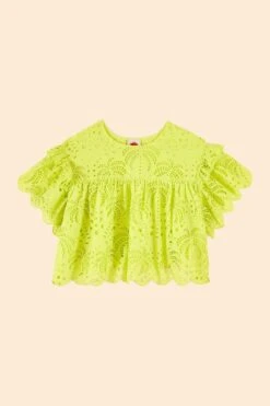 Farm Rio Lime Green Palm Tree Richelieu Blouse 11 Farm Rio Lime Green Palm Tree Richelieu Blouse -Farm Rio Shoop 314472 06