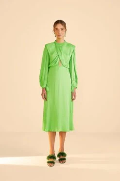 Farm Rio Lime Shoulder Pads Maxi Dress -Farm Rio Shoop 314476 02