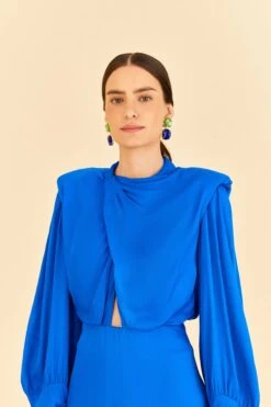 Farm Rio Blue Shoulder Pads Maxi Dress -Farm Rio Shoop 314477 05