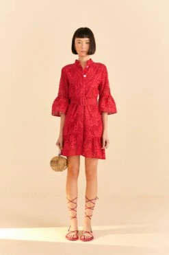 Farm Rio Red Palm Tree Mini Dress