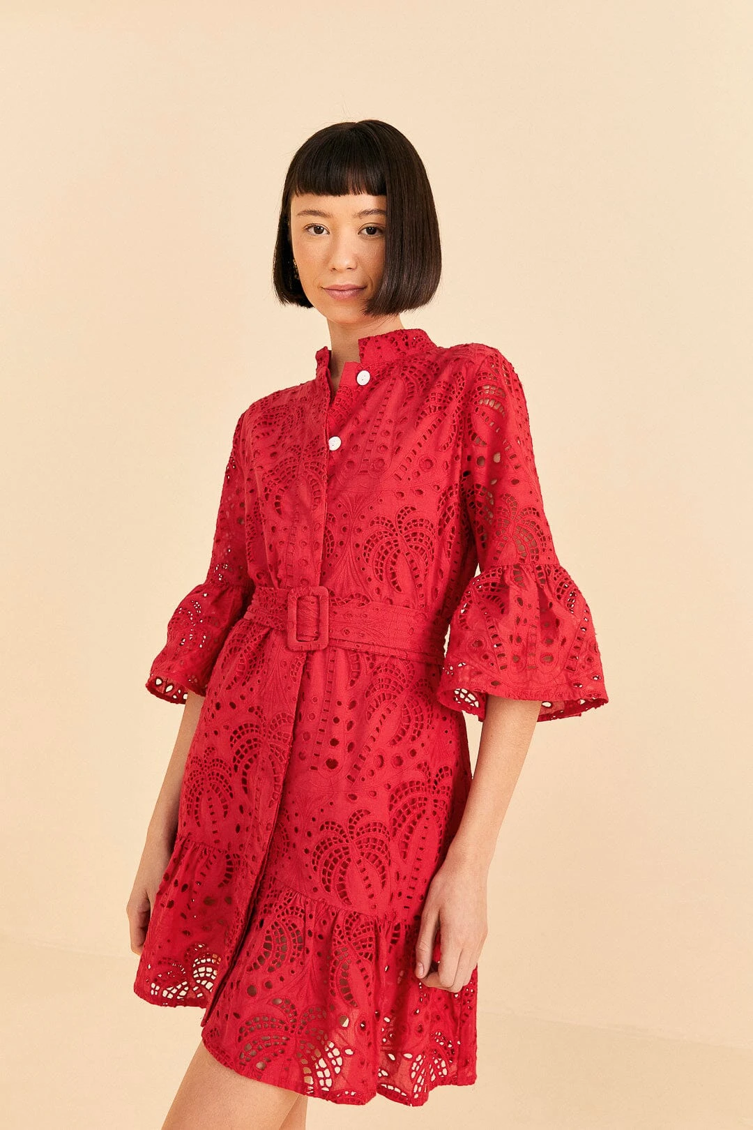 Farm Rio Red Palm Tree Mini Dress 2 Farm Rio Red Palm Tree Mini Dress - Image 2