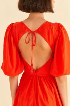 Farm Rio Red Short Sleeves Midi Dress -Farm Rio Shoop 314511 03