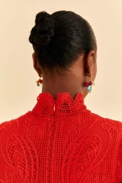 Farm Rio Red Guipure Cut Out Midi Dress -Farm Rio Shoop 314516 05