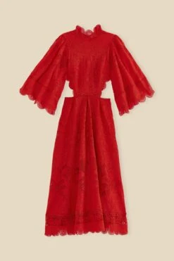 Farm Rio Red Guipure Cut Out Midi Dress -Farm Rio Shoop 314516 07