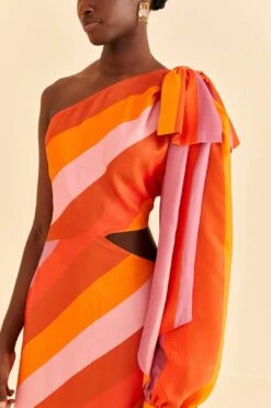 Farm Rio Party Stripes Multicolor One Shoulder Maxi Dress 9 Farm Rio Party Stripes Multicolor One Shoulder Maxi Dress -Farm Rio Shoop 314757 03