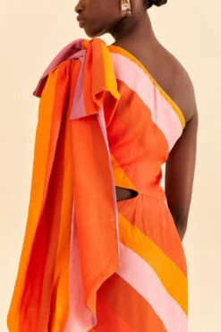 Farm Rio Party Stripes Multicolor One Shoulder Maxi Dress 11 Farm Rio Party Stripes Multicolor One Shoulder Maxi Dress -Farm Rio Shoop 314757 05