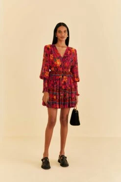 Farm Rio Pink Tropical Tapestry Mini Dress