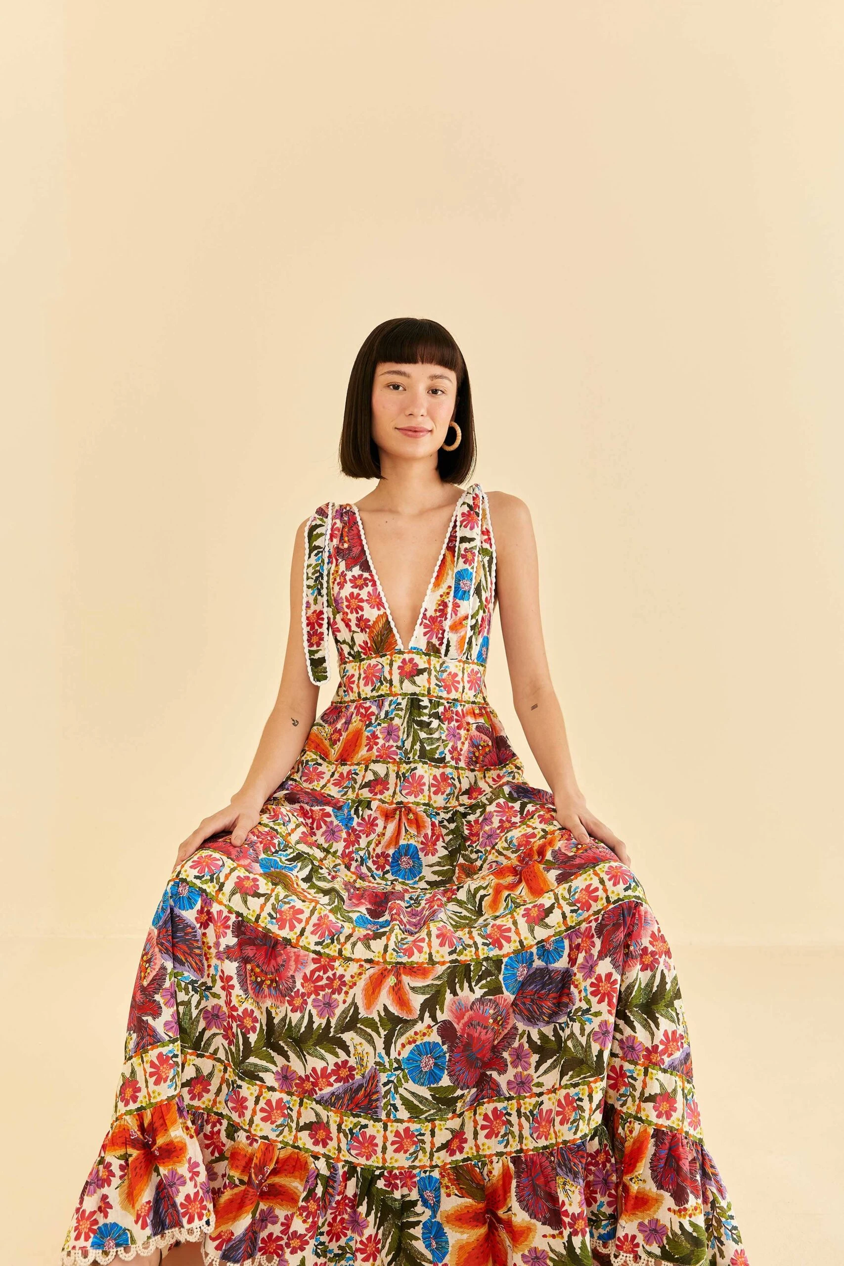 Farm Rio Off-White Tropical Yard Sleeveless Midi Dress 1 Farm Rio Off-White Tropical Yard Sleeveless Midi Dress