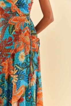 Farm Rio Blue Flower Dream Sleeveless Midi Dress 7 Farm Rio Blue Flower Dream Sleeveless Midi Dress -Farm Rio Shoop 315953 03