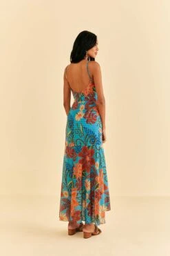 Farm Rio Blue Flower Dream Sleeveless Midi Dress 8 Farm Rio Blue Flower Dream Sleeveless Midi Dress -Farm Rio Shoop 315953 04