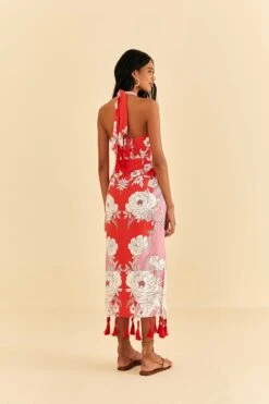 Farm Rio Pink Soft Garden Halter Neck Midi Dress -Farm Rio Shoop 315958 03