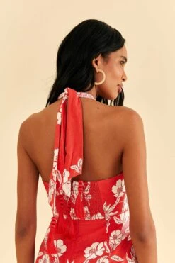 Farm Rio Pink Soft Garden Halter Neck Midi Dress -Farm Rio Shoop 315958 05