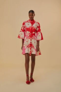 Farm Rio Pink Soft Garden Short Sleeve Mini Dress 8 Farm Rio Pink Soft Garden Short Sleeve Mini Dress -Farm Rio Shoop 315959 03