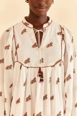 Farm Rio Off-White Embroidered Horses Midi Dress 8 Farm Rio Off-White Embroidered Horses Midi Dress -Farm Rio Shoop 315962 03