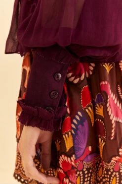 Farm Rio Burgundy Ruffle High Neck Blouse 13 Farm Rio Burgundy Ruffle High Neck Blouse -Farm Rio Shoop 315975 05