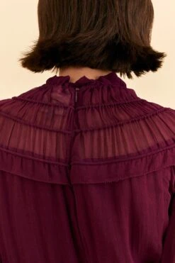 Farm Rio Burgundy Ruffle High Neck Blouse 12 Farm Rio Burgundy Ruffle High Neck Blouse -Farm Rio Shoop 315975 06