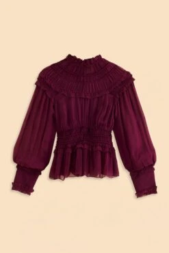 Farm Rio Burgundy Ruffle High Neck Blouse 15 Farm Rio Burgundy Ruffle High Neck Blouse -Farm Rio Shoop 315975 08