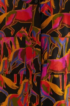 Farm Rio Black Wild Horses Maxi Shirt -Farm Rio Shoop 315994 05