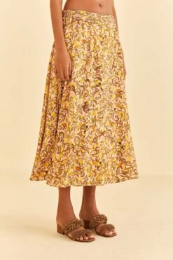 Farm Rio Light Pink Star Fruit Midi Skirt -Farm Rio Shoop 316416 03