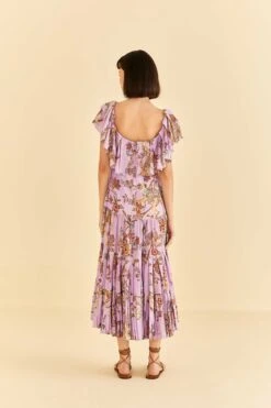Farm Rio Lilac Floral Monkey Short Sleeve Maxi Dress -Farm Rio Shoop 316417 04