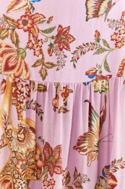 Farm Rio Lilac Floral Monkey Short Sleeve Maxi Dress -Farm Rio Shoop 316417 06