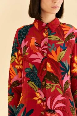 Farm Rio Red Rooster Leaves Long Sleeve Shirt 12 Farm Rio Red Rooster Leaves Long Sleeve Shirt -Farm Rio Shoop 316428 03