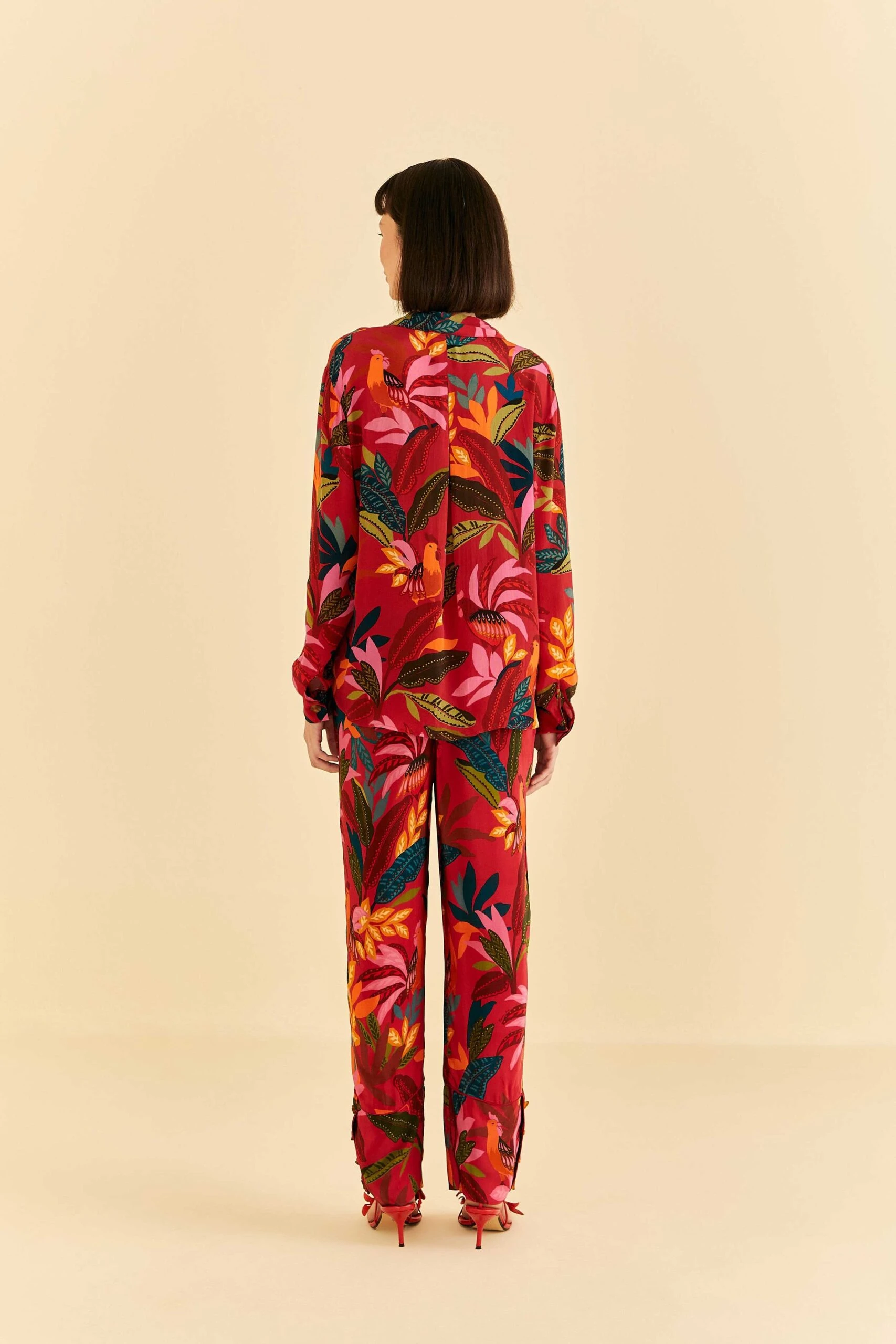 Farm Rio Red Rooster Leaves Long Sleeve Shirt 9 Farm Rio Red Rooster Leaves Long Sleeve Shirt - Image 9