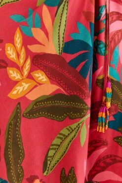 Farm Rio Red Rooster Leaves Long Sleeve Mini Dress -Farm Rio Shoop 316430 05