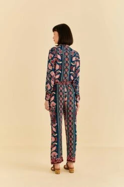 Farm Rio Teal Seashell Tapestry Cargo Pants 9 Farm Rio Teal Seashell Tapestry Cargo Pants -Farm Rio Shoop 318133 04