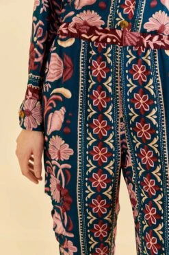 Farm Rio Teal Seashell Tapestry Cargo Pants 10 Farm Rio Teal Seashell Tapestry Cargo Pants -Farm Rio Shoop 318133 05