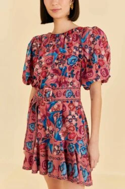 Farm Rio Blush Floral Birds Mini Dress -Farm Rio Shoop 318135 05
