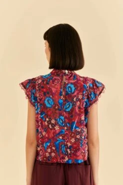 Farm Rio Blush Floral Birds Sleeveless Blouse 7 Farm Rio Blush Floral Birds Sleeveless Blouse -Farm Rio Shoop 318136 03