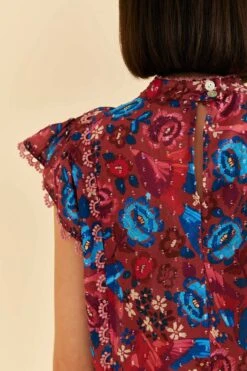 Farm Rio Blush Floral Birds Sleeveless Blouse 8 Farm Rio Blush Floral Birds Sleeveless Blouse -Farm Rio Shoop 318136 04