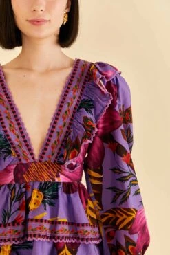 Farm Rio Purple Maxi Flowers Mini Dress -Farm Rio Shoop 318162 03