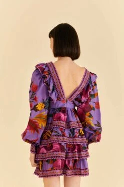 Farm Rio Purple Maxi Flowers Mini Dress -Farm Rio Shoop 318162 04