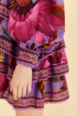 Farm Rio Purple Maxi Flowers Mini Dress -Farm Rio Shoop 318162 05
