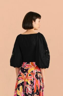 Farm Rio Black Embroidered Blouse 6 Farm Rio Black Embroidered Blouse -Farm Rio Shoop 318256 03