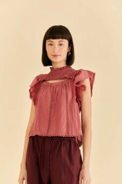 Farm Rio Blush Ruffles Blouse